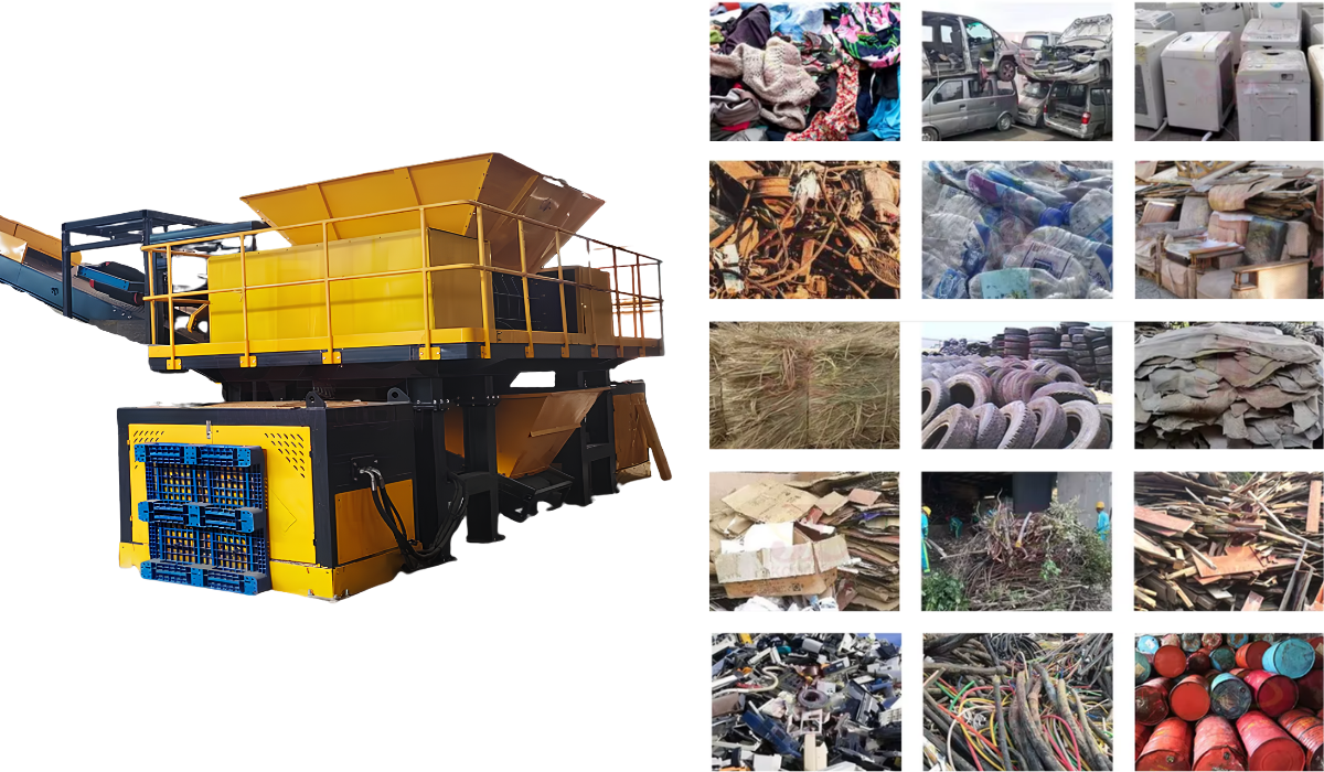 Hydraulický dvojhriadeľový drvič komunálneho a priemyselného odpadu
